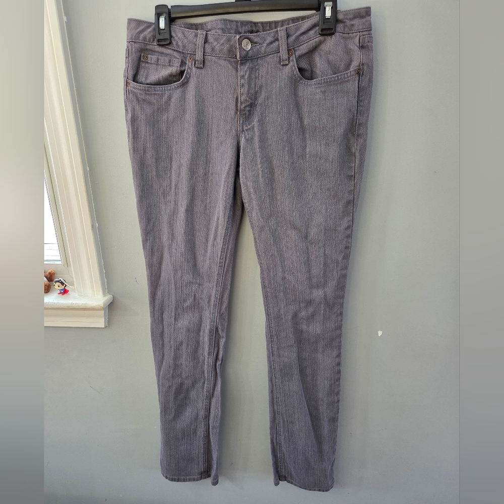 Lux Denim Jeans Low Rise Purple Gray Wash Womens Skinny Size 31 Made In USA